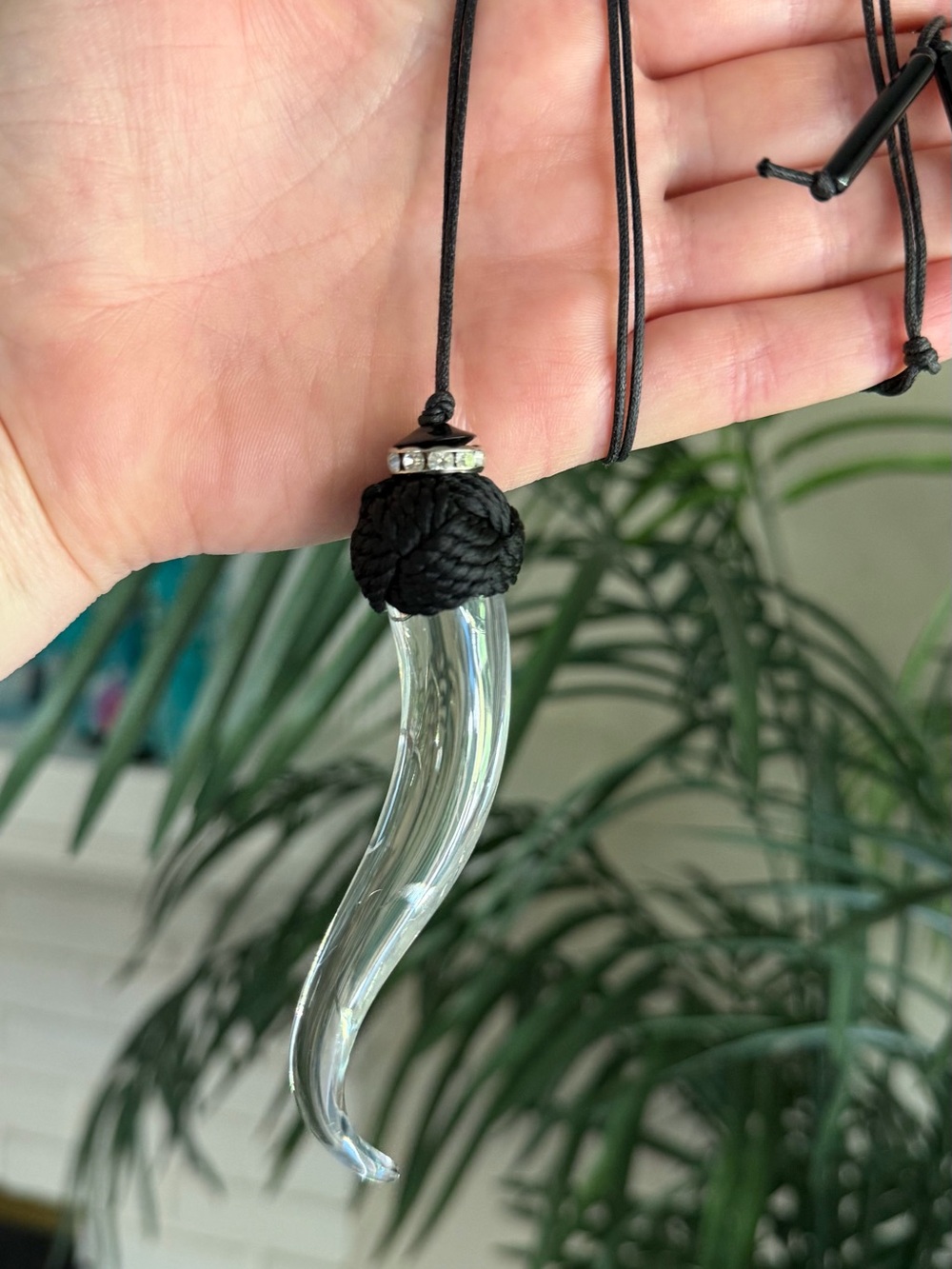 Italian Acrylic Horn Necklace - Picture 2 of 5